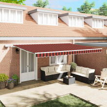Berkfield Retractable Awning Manual Orange and brown 500 x 300 cm
