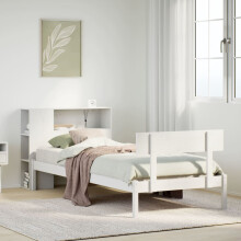 Berkfield Bookcase Bed without Mattress White 75x190 cm Small Single Solid Wood Pine