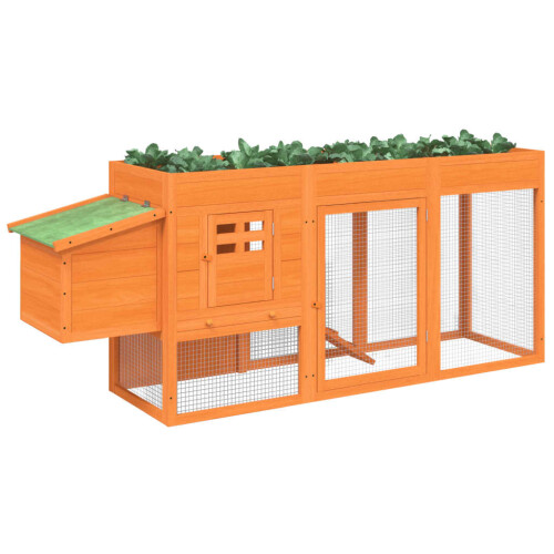 Berkfield Chicken Coop Brown 204x50x84 cm Solid Wood Pine 2