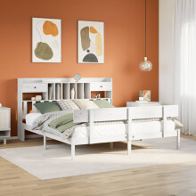 Berkfield Bookcase Bed without Mattress White 180x200 cm Super King Solid Wood Pine