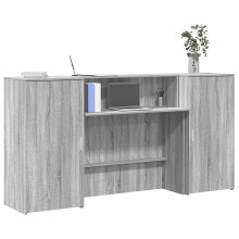 Berkfield Reception Desk Grey Sonoma 200x50x103.5 cm Engineered Wood