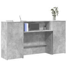 Berkfield Reception Desk Concrete Grey 200x50x103.5 cm Engineered Wood