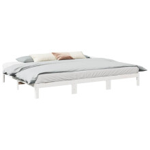 Berkfield Family Bed Frame No Mattress White 270x200 cm Solid Wood Pine