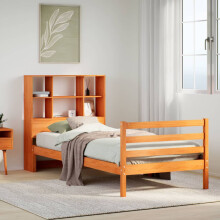 Berkfield Bookcase Bed without Mattress Wax Brown 75x190 cm Small Single Solid Wood