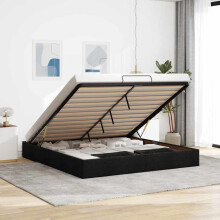 Berkfield Ottoman Bed Frame without Mattress Black Super King Fabric