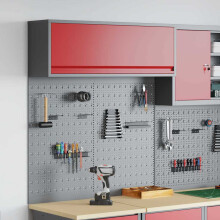 Berkfield Tool Cabinet Set with Shelf 3 pcs Red Powder-Coated Steel