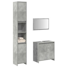 Berkfield 3 Piece Bathroom Furniture Set Concrete Grey Engineered Wood