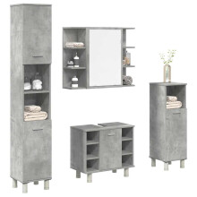 Berkfield 4 Piece Bathroom Furniture Set Concrete Grey Engineered Wood
