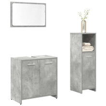 Berkfield 3 Piece Bathroom Furniture Set Concrete Grey Engineered Wood