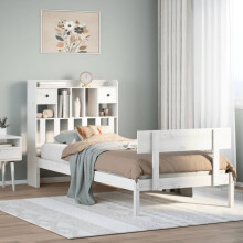 Berkfield Bookcase Bed without Mattress White 90x200 cm Solid Wood Pine
