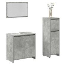 Berkfield 3 Piece Bathroom Furniture Set Concrete Grey Engineered Wood