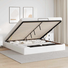 Berkfield Ottoman Bed Frame without Mattress White Super King Faux Leather
