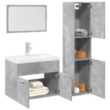 Berkfield 3 Piece Bathroom Furniture Set Concrete Grey Engineered Wood