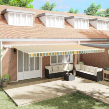 Berkfield Retractable Awning Manual Green and yellow 600 x 300 cm