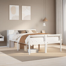 Berkfield Bookcase Bed without Mattress White 140x190 cm Solid Wood Pine