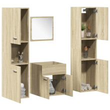 Berkfield 4 Piece Bathroom Furniture Set Sonoma Oak Engineered Wood