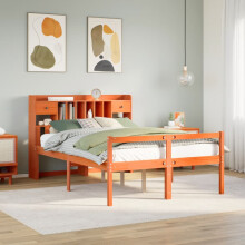 Berkfield Bookcase Bed without Mattress Wax Brown 150x200 cm King Size Solid Wood Pine