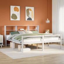 Berkfield Bookcase Bed without Mattress White 180x200 cm Super King Solid Wood Pine