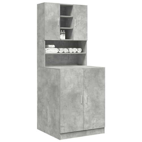 Berkfield Washing Machine Cabinets 2 pcs Concrete Grey Engineered wood