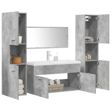 Berkfield 5 Piece Bathroom Furniture Set Concrete Grey Engineered Wood