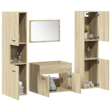 Berkfield 4 Piece Bathroom Furniture Set Sonoma Oak Engineered Wood