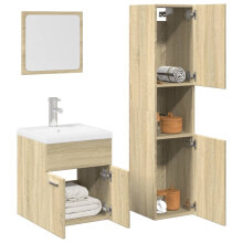 Berkfield 3 Piece Bathroom Furniture Set Sonoma Oak Engineered Wood