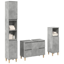 Berkfield 3 Piece Bathroom Furniture Set Concrete Grey Engineered Wood