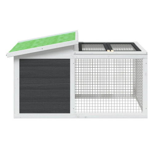 Berkfield Rabbit Hutch Grey 100.5x54x55 cm Solid Wood Pine 2