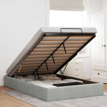 Berkfield Ottoman Bed Frame No Mattress Light Grey Double Velvet