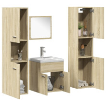 Berkfield 5 Piece Bathroom Furniture Set Sonoma Oak Engineered Wood