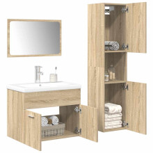 Berkfield 4 Piece Bathroom Furniture Set Sonoma Oak Engineered Wood