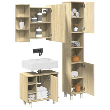 Berkfield 3 Piece Bathroom Furniture set Sonoma Oak Engineered Wood