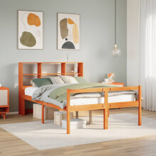 Berkfield Bookcase Bed without Mattress Wax Brown 140x190 cm Solid Wood