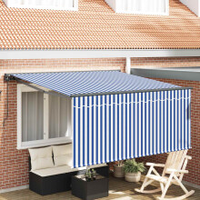 Berkfield Retractable Awning Manual Blue and White 300 x 250 cm