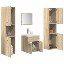Berkfield 5 Piece Bathroom Furniture Set Sonoma Oak Engineered Wood