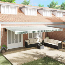 Berkfield Retractable Awning Retractable Green and White 600 x 300 cm