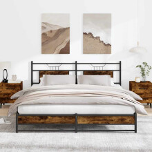 Berkfield Metal Bed Frame without Mattress Smoked Oak 180x200 cm Super King