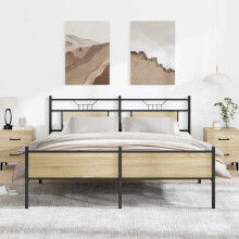 Berkfield Metal Bed Frame without Mattress Sonoma Oak 180x200 cm Super King