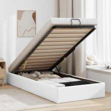 Berkfield Ottoman Bed Frame without Mattress White Single Faux Leather