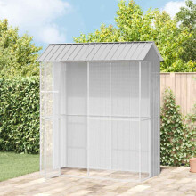 Berkfield Bird Cage with Storage Grey 215 x 110 x 247 cm Galvanised Steel