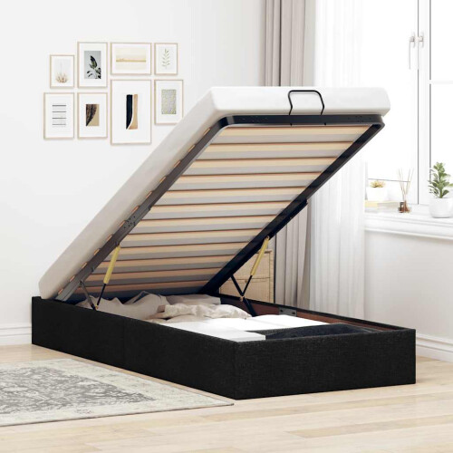 Berkfield Ottoman Bed Frame without Mattress Black Single Fabric