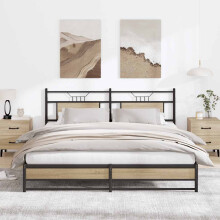 Berkfield Metal Bed Frame without Mattress Sonoma Oak 180x200 cm Super King