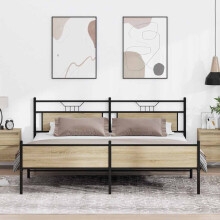 Berkfield Metal Bed Frame without Mattress Sonoma Oak 200x200 cm