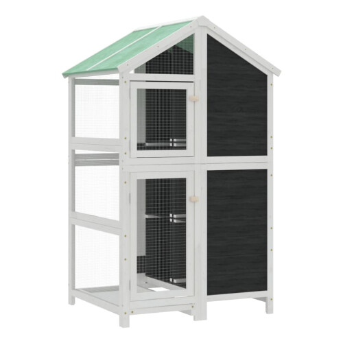 Berkfield Bird House Grey 97x81x152 cm Solid Wood Pine 1