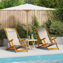 Berkfield Beach Chair with Cushion Folding 2 pcs Brown Solid Acacia Wood