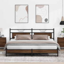Berkfield Metal Bed Frame without Mattress Brown Oak 193x201 cm