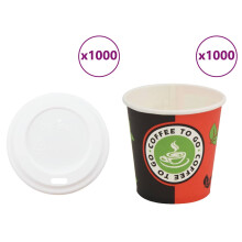 Berkfield Paper Coffee Cups with Lids 1000 pcs 4oz 120ml