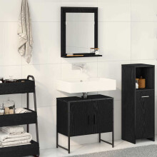 Berkfield Bathroom Furniture Set Wall-mounted 2 pcs Black Engineered wood