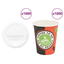 Berkfield Paper Coffee Cups with Lids 1000 pcs 8oz 240ml