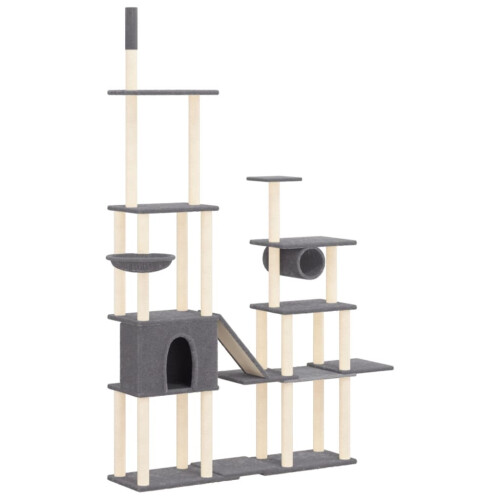 Berkfield Cat Tree with Sisal Scratching Posts Dark Grey 279 cm 1